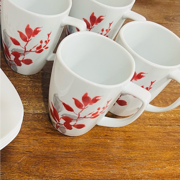 Floral White and Red Dinnerware Set - Picture 2 of 3